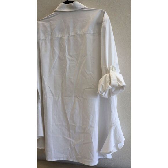Finley 312897 Women Sz 2XL White Silky Poplin L/S Roll Tab Button-Up Shirt - Picture 7 of 10